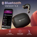 Portronics Harmonics Twins 33 ANC Truly Wireless Bluetooth in Ear Earbuds With Quad Mic ENC, Upto 50 Hours Playtime, Bluetooth 5.3V, Type C Fast Charging, Ear Buds Wireless Earphone with Mic(Black)