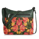 EVEDA Synthetic Leather Gorgeous Embroidered Stylish Design Shoulder Crossbody Side Sling Bag For Women Green