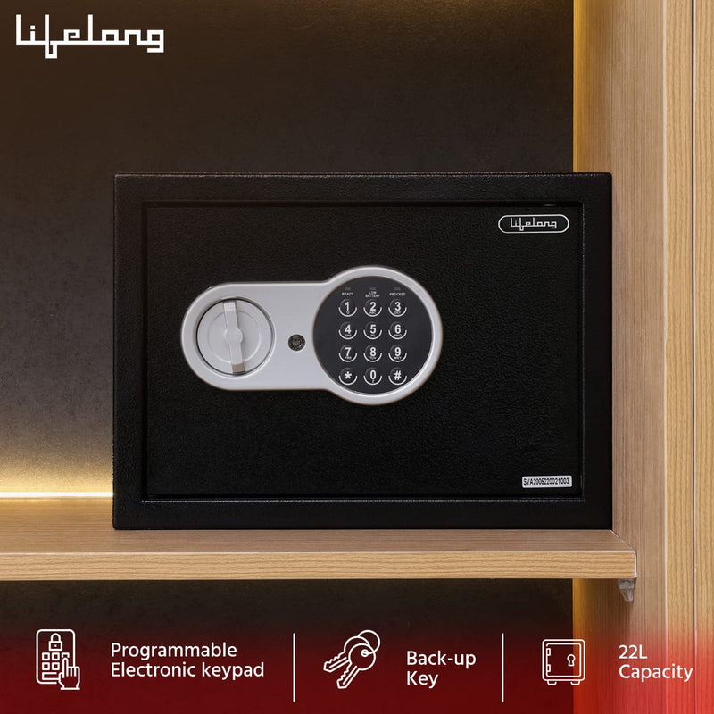 Lifelong LLHSL08 22Litres Home Safe Electronic Locker with LED Light | Digital Security Safe for Home & Office