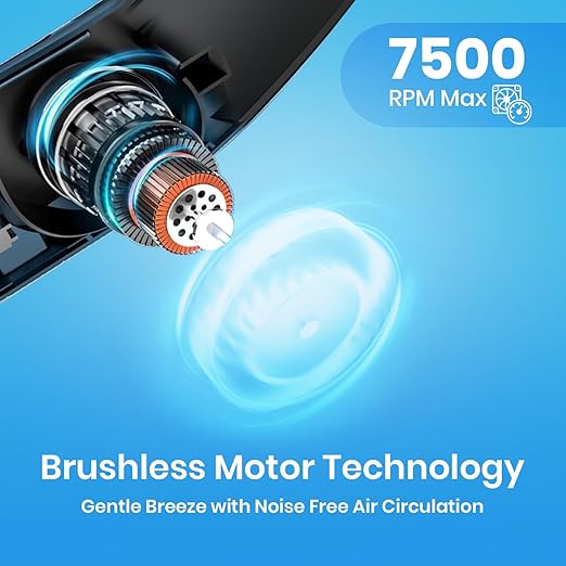 Portronics Cool Aid Brushless Motor , NoiseLess Airflow , Digital Display , Scroll Fan Control,Black