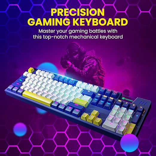 Portronics K2 Mechanical Gaming Keyboard with Red Linear Switches, 1.5 Meter Long Cable & Dynamic Lighting(Blue)