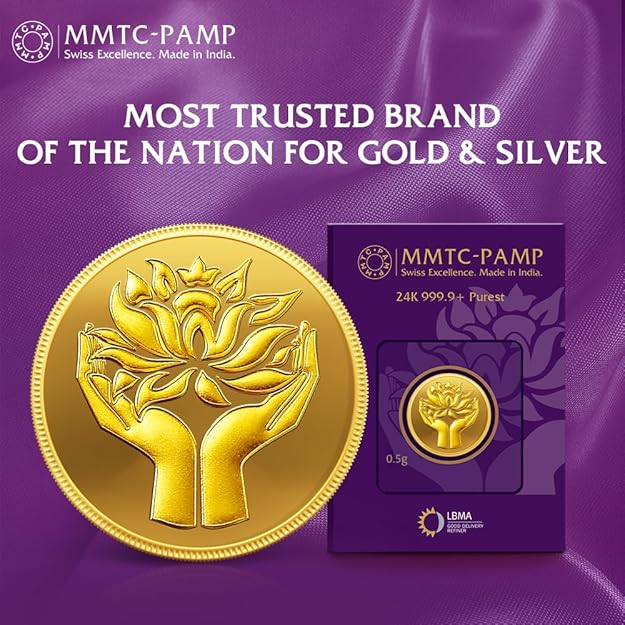 MMTC 0.5 gm Gold 999.9 Minted Bar Lotus Certicard QR