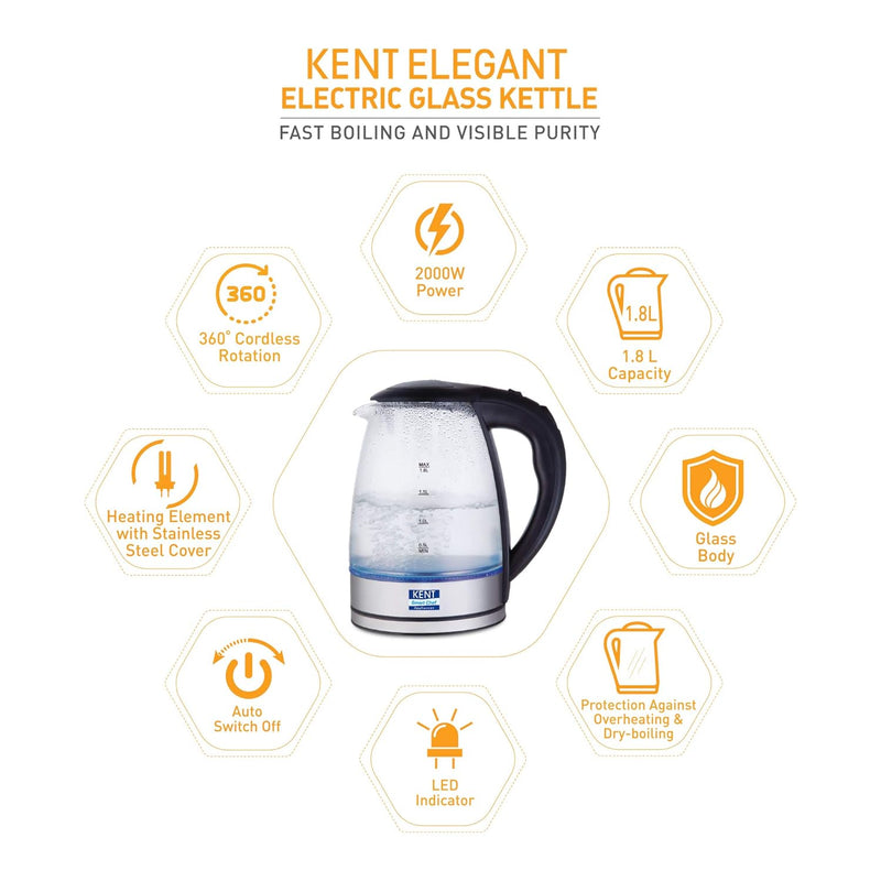 Elegant Electric Glass Kettle 1.8L 2000 W