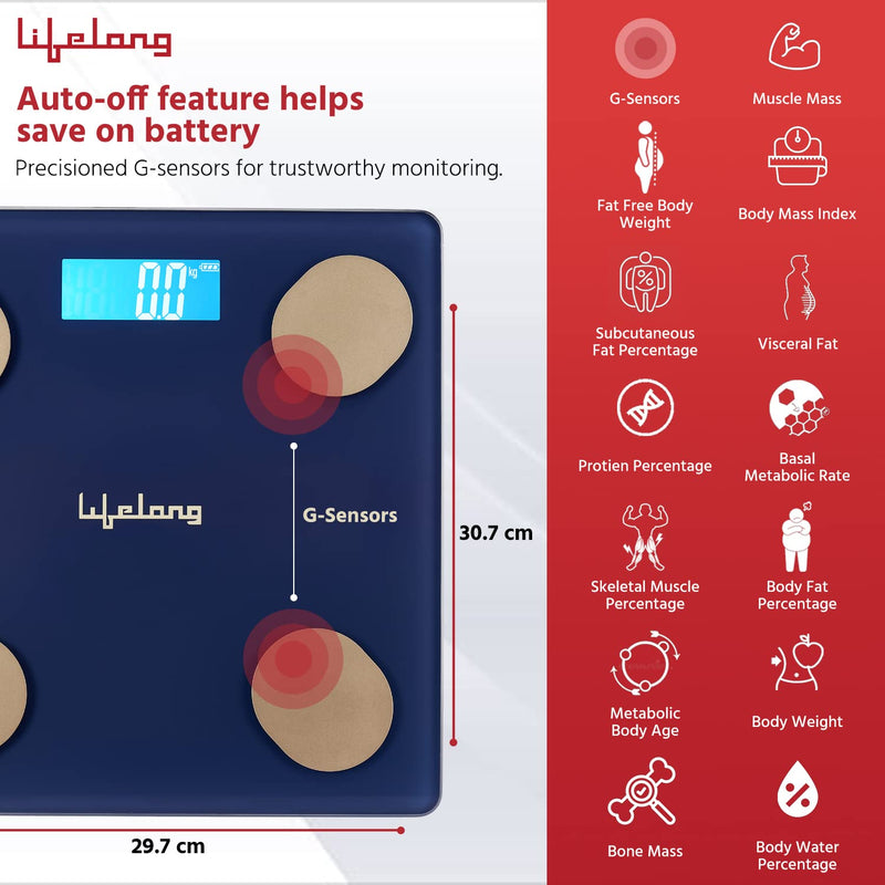 Smart BMI Weighing Scale with 18 Measurement Functions-LLWS36