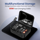 Portronics Smartpod 3 in 1 Wireless Charger with Multifunctional Cable & Cleaning Kit, Makeup Mirror, 60W Type C Cable, Mobile Stand, 5 in 1 Cleaning Kit, 15W Wireless Output, Light Weight (Black)