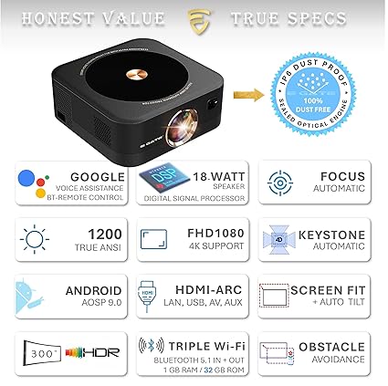 S9 Pro Gold 100% Dust Proof Automatic Smart Projector