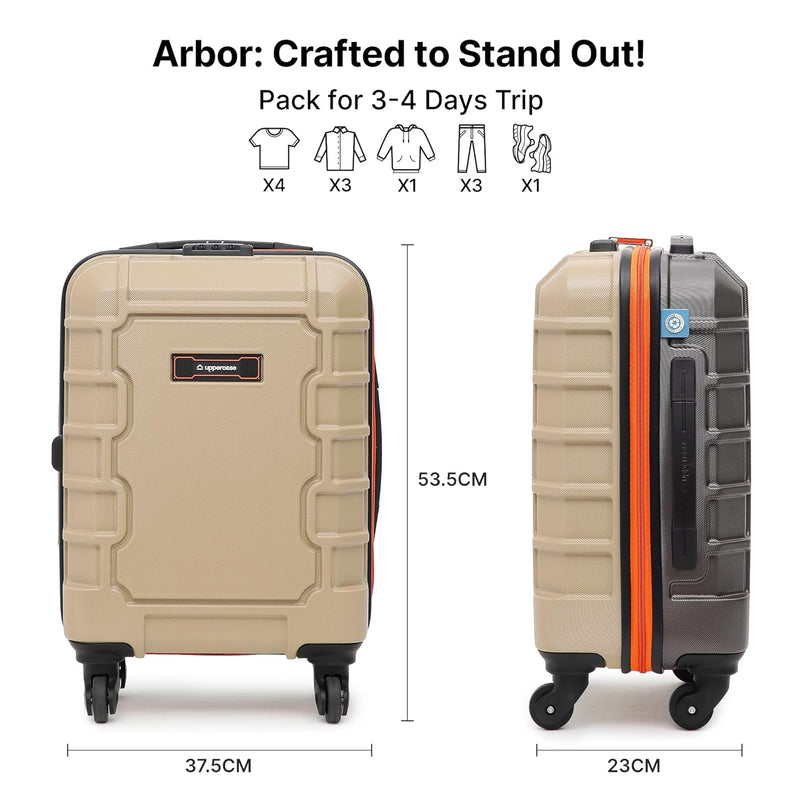 Uppercase Arbor Hard Luggage Trolley Bag Cabin Beige