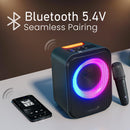 Portronics 30W Apollo 30 Wireless Bluetooth Portable Speaker with Wireless Karaoke Mic, ECHO Control, 5 Hour Playtime, RGB LED Light, Bluetooth V5.4, Easy Grab Handle, USB IN, Type C Charging(Black)