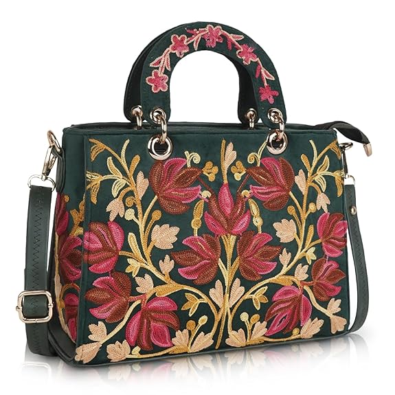EVEDA Synthetic Leather Gorgeous Embroidery Stylish Design Shoulder Crossbody Hobo Women Handbag