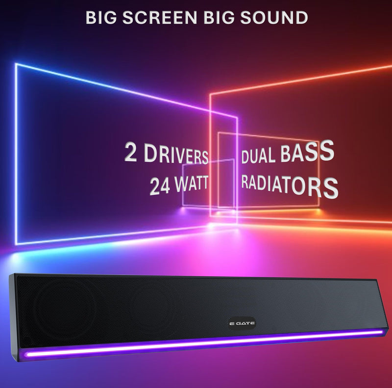 Clarion - 222 24W Bluetooth Soundbar Speaker, 2.0 Channel & Dual Passive Radiators for 2X Bass