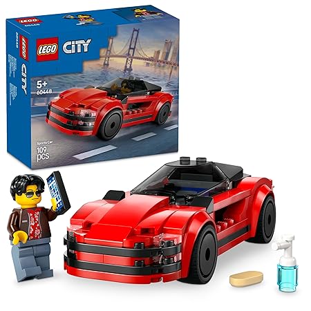 LEGO City Red Sports Car Supercar Toy Vehicle Set 60448 Building Blocks Toys for 5+ Gift for Boys and Girls