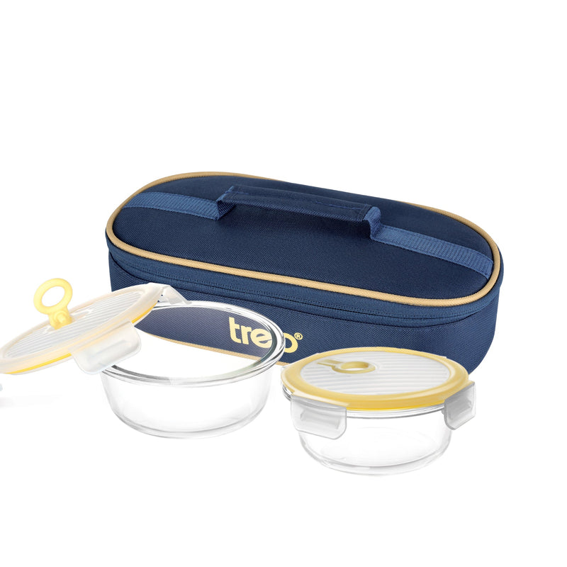 Treo by milton borosilicate glass Horizontal tiffin 2 pc Set