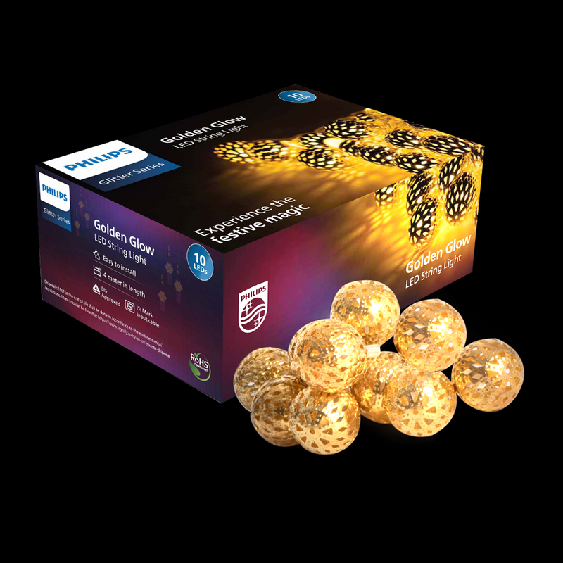 Philips GoldenGlow String Light 10LED 4M GoldGlobe - Pack of 2