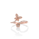 ARCADIO Butterfly Expandable Open Adjustable Ring - ARJWR1037RG