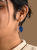 Hand Crafted Copper Enamel Kakan Blue Earrings