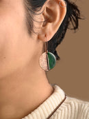 Hand Crafted Copper Enamel Kakan Green Earrings