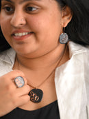 Hand Crafted Copper Enamel Phyllo Coal Set Small