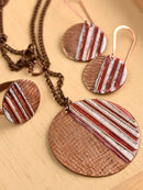 Hand Crafted Copper Enamel Crinkle Fire Set Small