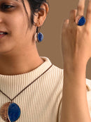 Hand Crafted Copper Enamel Kakan Blue Set