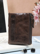 Unisex Genuine Leather Brown Colour Bi Fold Wallet