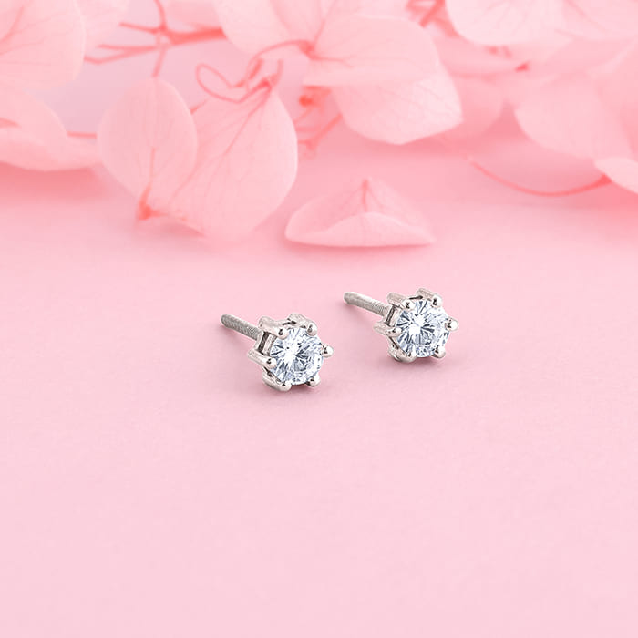 Silver Zircon Bubble Stud Earrings