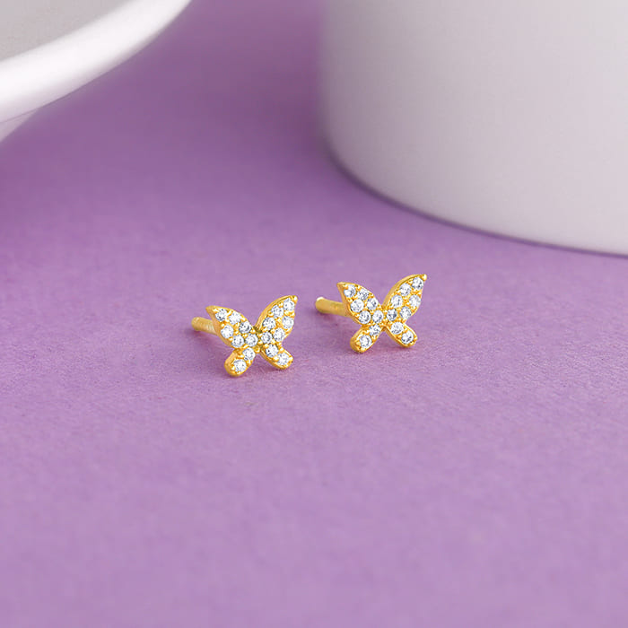 Golden Butterfly Studded Affair Earrings