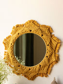 Macrame Mirror Mustard Yellow Color