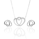 Interlocking Hearts Pendant Necklace and Earrings Set