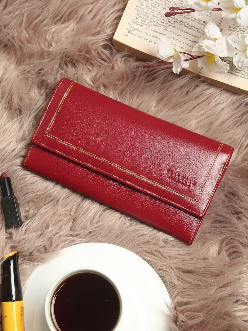 Genuine Leather Red Color Wallet