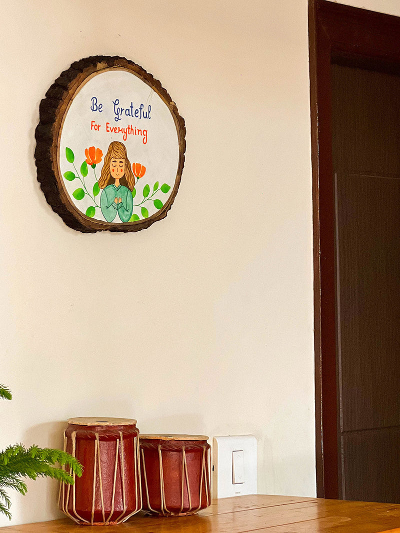 Grateful Wooden Log Plate