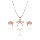 ARCADIO Sparkling Bow Pendant Necklace and Earrings Set