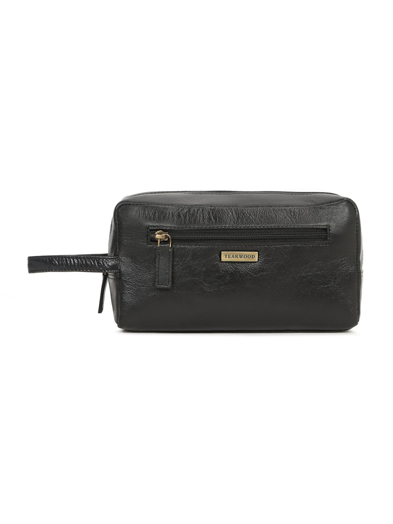 Unisex Leather Travel Toiletry Kit Black 05