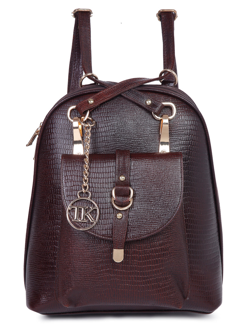 Leathers Solid Textured Backpack Tan