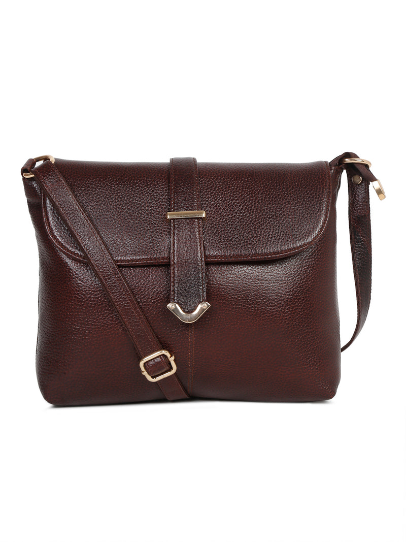 Women's Solid Brown Sling Bag