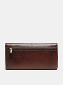 Teakwood Women Maroon Solid Three Fold Wallet
