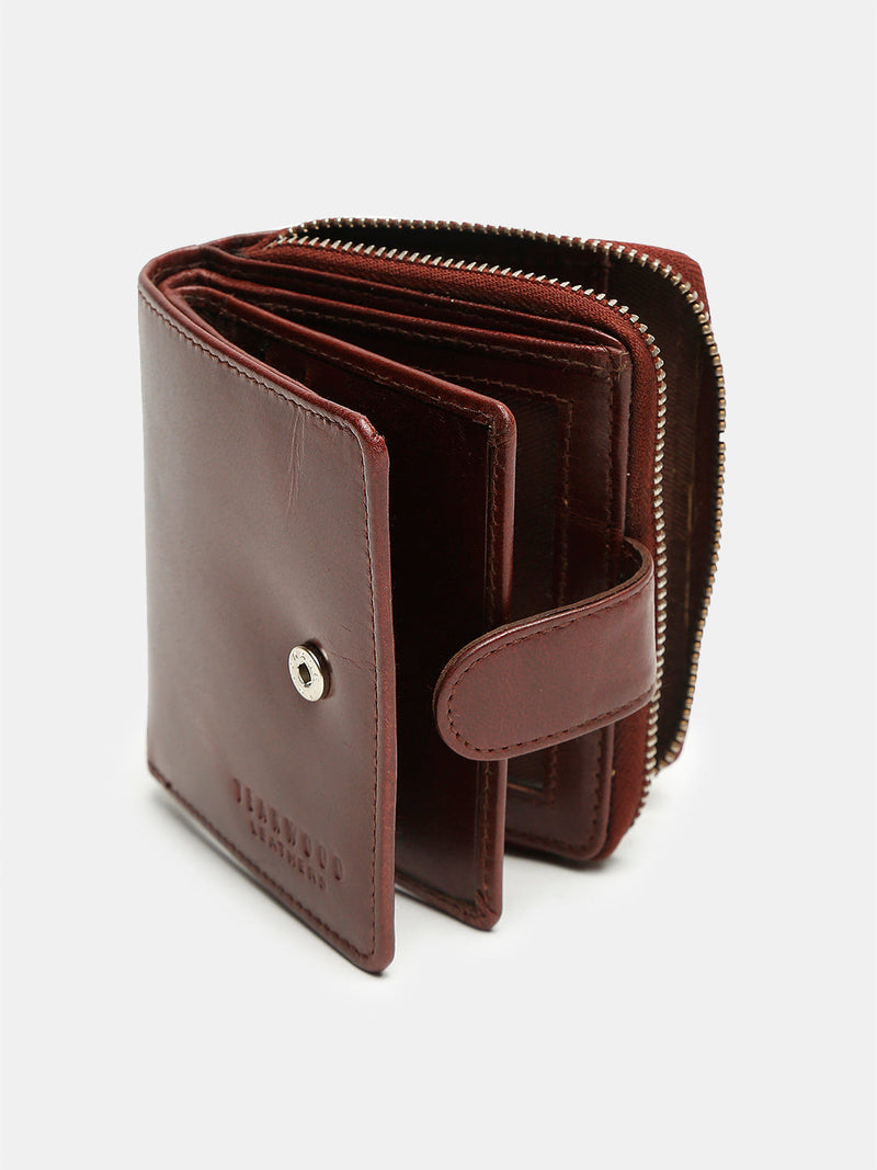 Teakwood Women Maroon Solid Two Fold Wallet