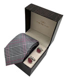 The Tie Hub Necktie And Pink Cat's Eye Cufflinks