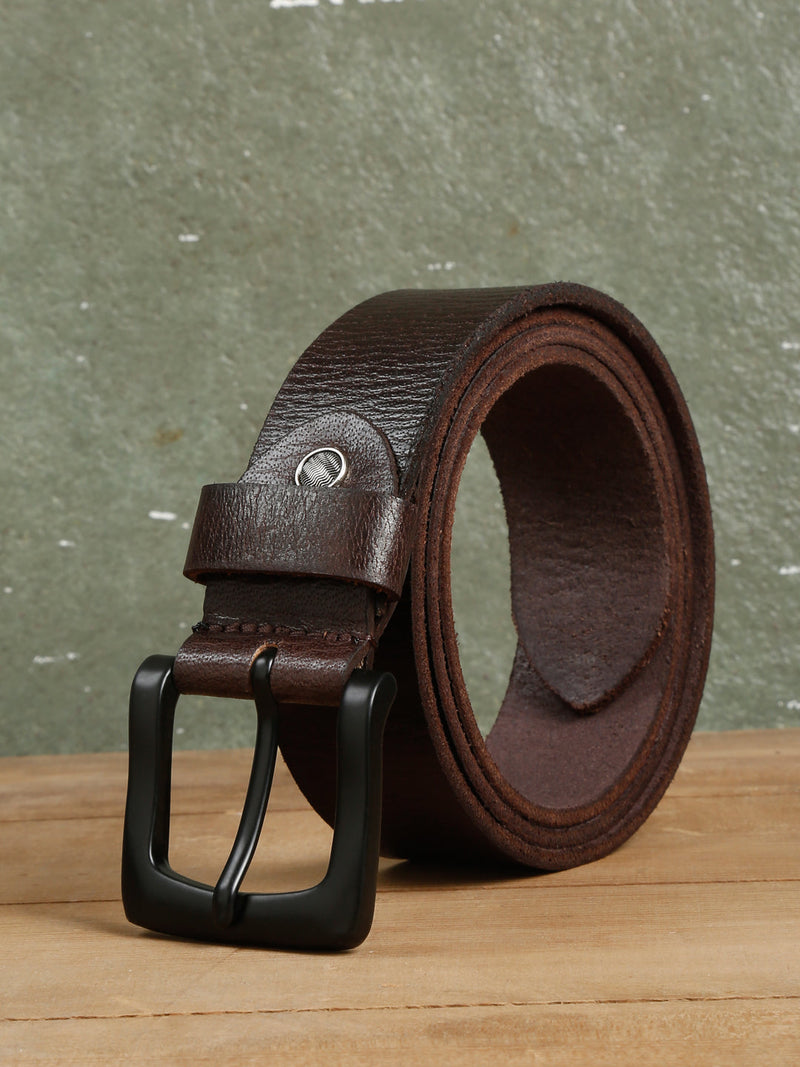 Men Deep Brown Leather Casual belt Free Size