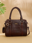 Women Brown Texture Leather Structured Bag