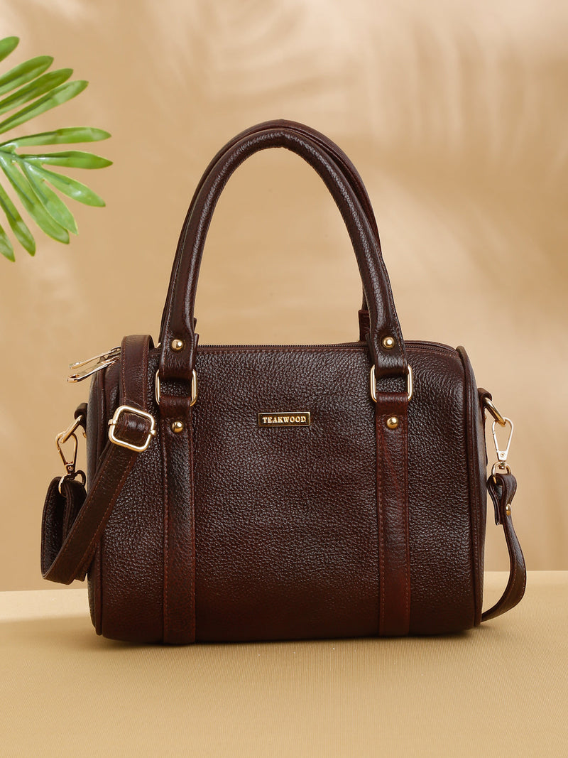 Women Brown Texture Leather Structured Bag