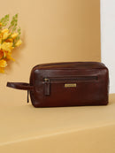 Unisex Leather Travel Toiletry Kit Maroon 05