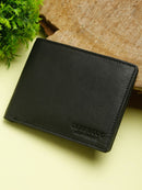 Men Black Leather Two Fold Wallet