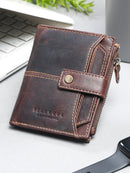 LEATHER MEN BROWN GENUINE LEATHER TWO FOLD WALLET
