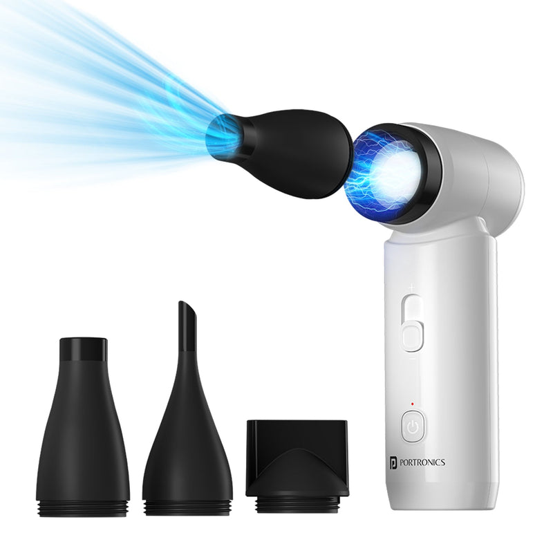 Portronics Tez Stepless Speed Regulation , 3 Multifunctional nozzles,Upto 40 Min Playtime,Type C Fast Charging , Black