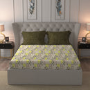 TRIDENT Bedsheet Moments Cotton Gift Set (1 Double Bedsheet , 2 Pillow)- Aster Yellow