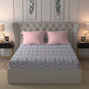 TRIDENT Bedsheet Moments Cotton Gift Set (1 Double Bedsheet , 2 Pillow) - Poppy Purple