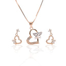 ARCADIO Valentine Heart with Fluttering Butterfly Pendant and Earrings Set