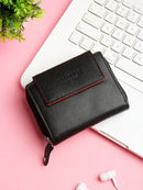 Women Black Solid Two Fold Wallet