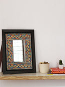 Madhubani Lotus Border Multi' Hand-painted on Handmade Paper Wall Frame