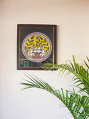 Twin Peacocks' Hand-painted On Leather Painting Wall Art